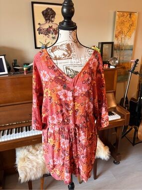 Ivy Floral Romper Red-Pink-Peach